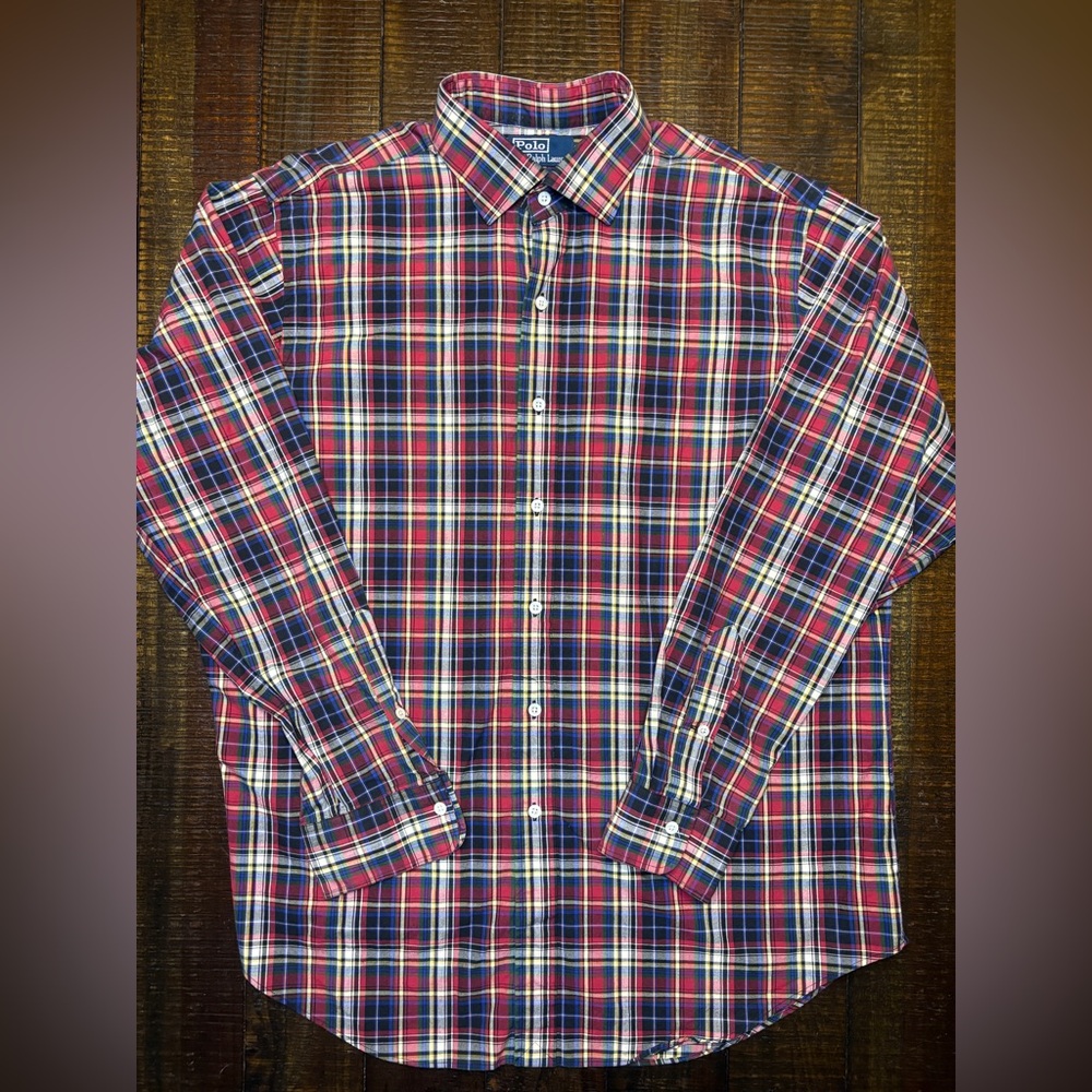 Ralph‎ Lauren Men's Multicolor Plaid Button Down Shirt SZ XL Preppy Ivy League